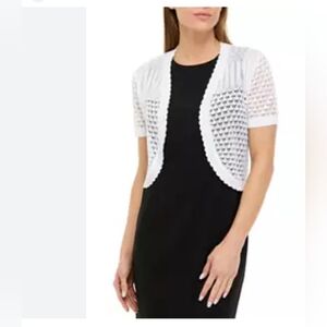 NWT/ medium/ white/Women's open front sweater topper / Perceptions New Y…